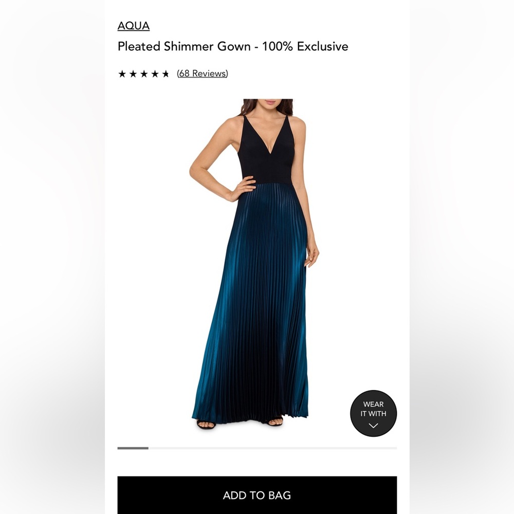 Aqua Pleated Gown